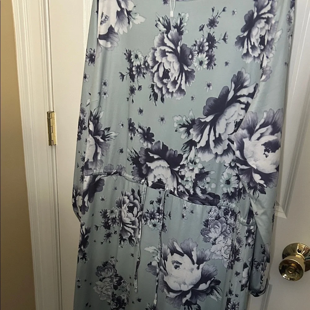 Urban Modesty Floral Maxi Dress - Blue and White - Picture 3 of 5